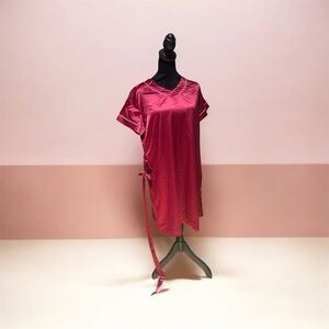 Ekouaer Red Satin vest pajamas Size L B28